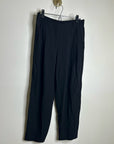 Eileen Fisher 100% Silk Black Straight Leg Pleated Trouser Pant