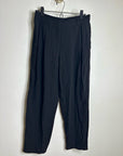 Eileen Fisher 100% Silk Black Straight Leg Pleated Trouser Pant