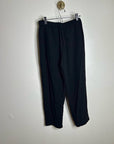 Eileen Fisher 100% Silk Black Straight Leg Pleated Trouser Pant