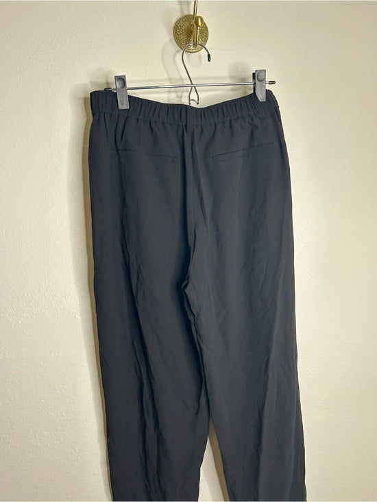 Eileen Fisher 100% Silk Black Straight Leg Pleated Trouser Pant