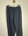 Eileen Fisher 100% Silk Black Straight Leg Pleated Trouser Pant