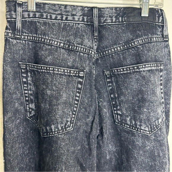 AMO 100% Cotton Marcella Pleated Jean High Rise Wide Leg Black