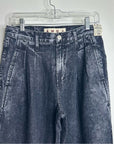 AMO 100% Cotton Marcella Pleated Jean High Rise Wide Leg Black