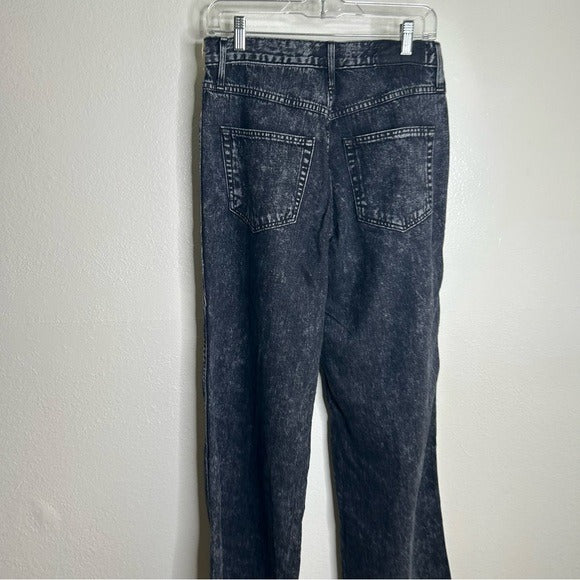 AMO 100% Cotton Marcella Pleated Jean High Rise Wide Leg Black