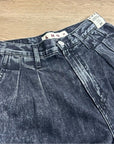 AMO 100% Cotton Marcella Pleated Jean High Rise Wide Leg Black