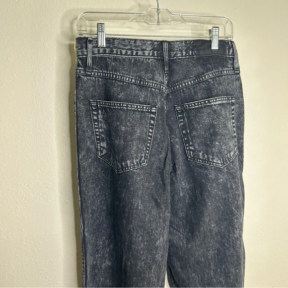 AMO 100% Cotton Marcella Pleated Jean High Rise Wide Leg Black