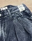 AMO 100% Cotton Marcella Pleated Jean High Rise Wide Leg Black