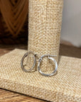 925 Sterling Silver Etched Detail Small Hoop Earring