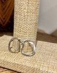 925 Sterling Silver Etched Detail Small Hoop Earring