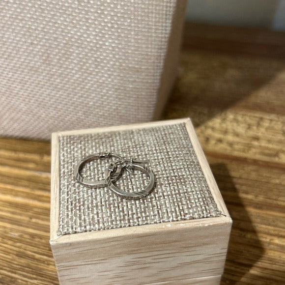 925 Sterling Silver Etched Detail Small Hoop Earring