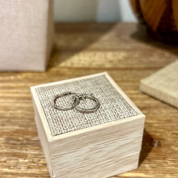 925 Sterling Silver Etched Detail Small Hoop Earring