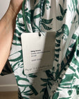 Ex Voto 100% Cotton White Green Bird Block Printed Maxi Dress