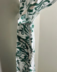 Ex Voto 100% Cotton White Green Bird Block Printed Maxi Dress