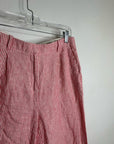 J. Crew 100% Linen Essential Wide Leg Pant in Electric Red Stripe
