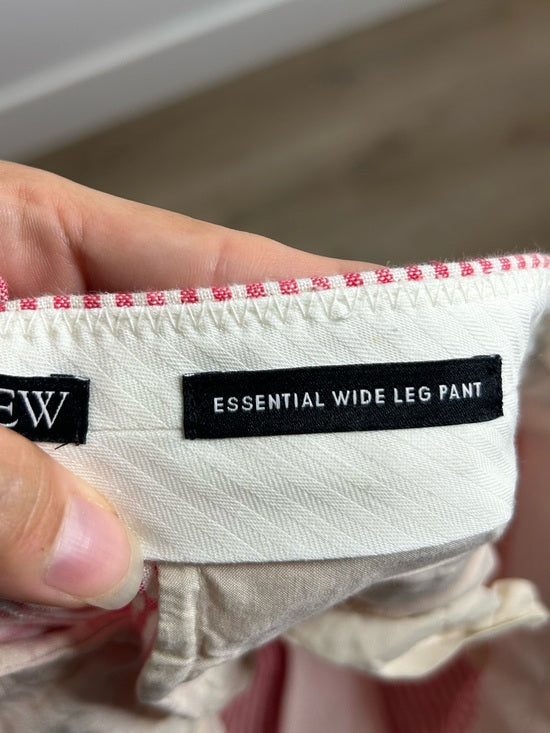 J. Crew 100% Linen Essential Wide Leg Pant in Electric Red Stripe