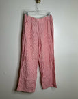 J. Crew 100% Linen Essential Wide Leg Pant in Electric Red Stripe