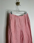 J. Crew 100% Linen Essential Wide Leg Pant in Electric Red Stripe