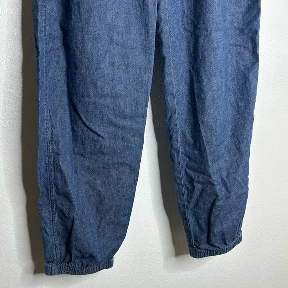 Eileen Fisher 100% Organic Cotton Denim Chambray Pull on Jogger Style Pant