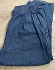 Eileen Fisher 100% Organic Cotton Denim Chambray Pull on Jogger Style Pant