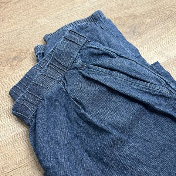 Eileen Fisher 100% Organic Cotton Denim Chambray Pull on Jogger Style Pant