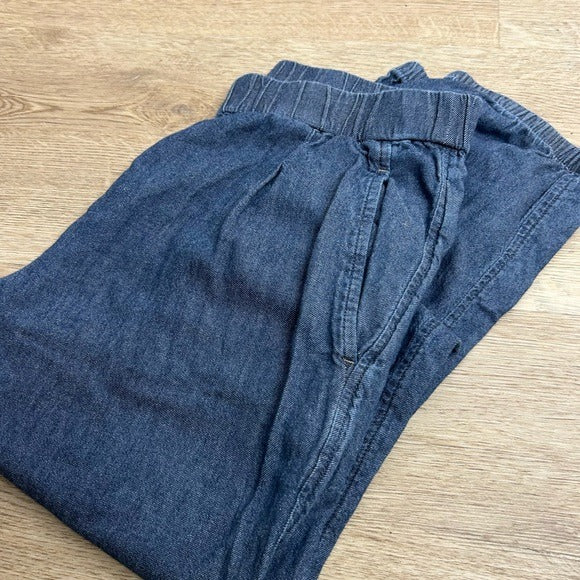 Eileen Fisher 100% Organic Cotton Denim Chambray Pull on Jogger Style Pant