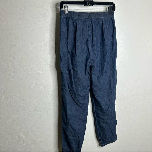 Eileen Fisher 100% Organic Cotton Denim Chambray Pull on Jogger Style Pant