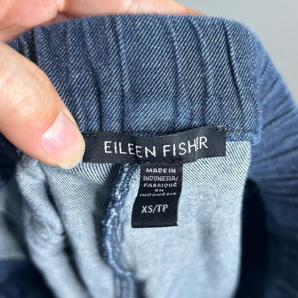 Eileen Fisher 100% Organic Cotton Denim Chambray Pull on Jogger Style Pant