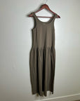 MATE The Label 100% Organic Cotton Heavyweight Tank Maxi Dress In Walnut