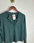Uniqlo 100% Cashmere Crew Neck Button Down Cardigan Sweater in Olive Green
