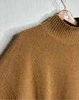 FRAME 100% Cashmere Oversized Turtleneck Sweater in Camel Heather