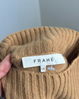 FRAME 100% Cashmere Oversized Turtleneck Sweater in Camel Heather