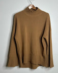 FRAME 100% Cashmere Oversized Turtleneck Sweater in Camel Heather