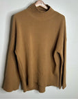 FRAME 100% Cashmere Oversized Turtleneck Sweater in Camel Heather
