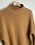 FRAME 100% Cashmere Oversized Turtleneck Sweater in Camel Heather