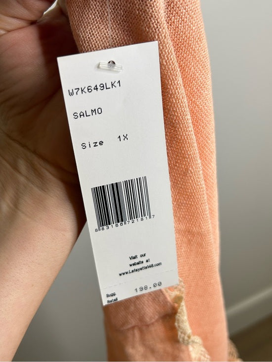 NWT Lafayette 148 100% Linen Salmon Pink Knit Textured Lace Tank Top