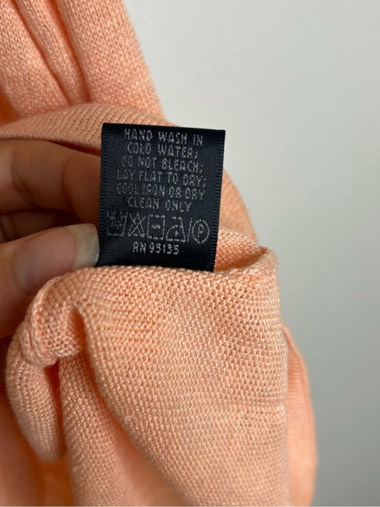 NWT Lafayette 148 100% Linen Salmon Pink Knit Textured Lace Tank Top