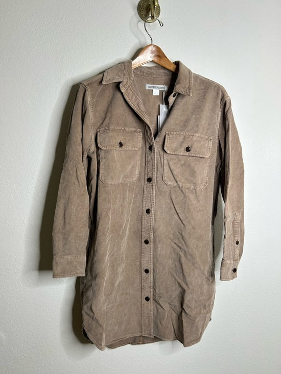 Outerknown Outerknown 100% Organic Cotton Tan Brown Corduroy Button Down Shirt Dress - Cotton, Denim