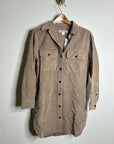 Outerknown 100% Organic Cotton Tan Brown Corduroy Button Down Shirt Dress