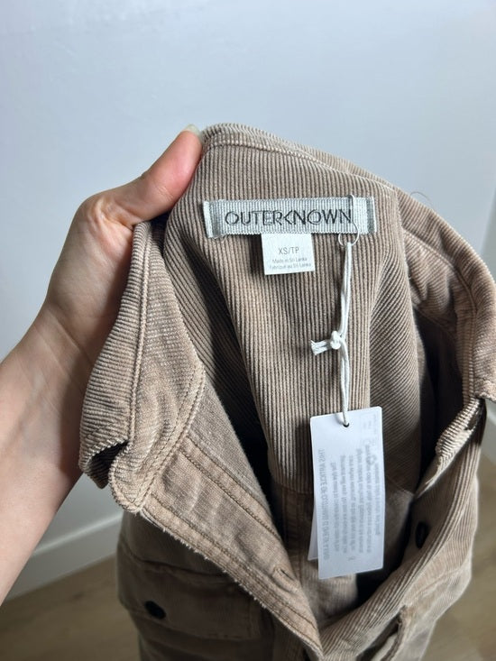 Outerknown 100% Organic Cotton Tan Brown Corduroy Button Down Shirt Dress