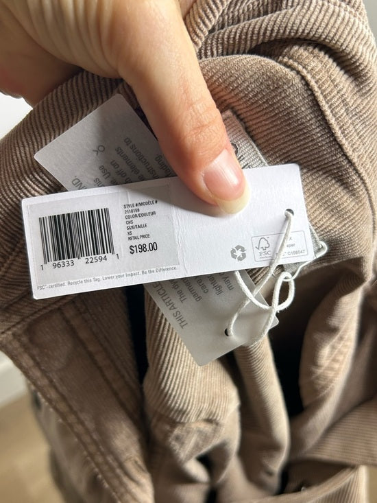 Outerknown 100% Organic Cotton Tan Brown Corduroy Button Down Shirt Dress