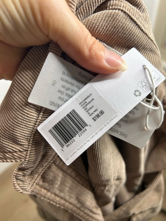 Outerknown 100% Organic Cotton Tan Brown Corduroy Button Down Shirt Dress