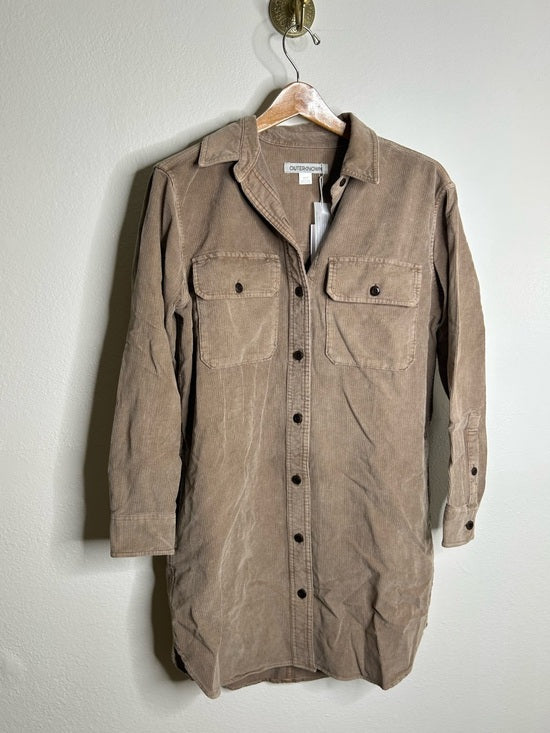 Outerknown Outerknown 100% Organic Cotton Tan Brown Corduroy Button Down Shirt Dress - Cotton, Denim