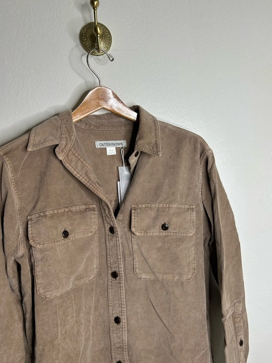 Outerknown Outerknown 100% Organic Cotton Tan Brown Corduroy Button Down Shirt Dress - Cotton, Denim