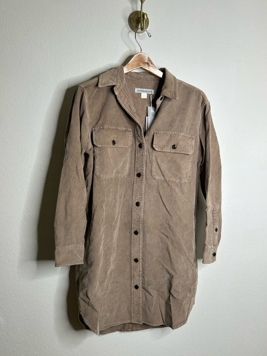 Outerknown Outerknown 100% Organic Cotton Tan Brown Corduroy Button Down Shirt Dress - Cotton, Denim