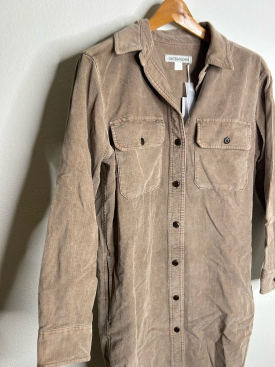 Outerknown 100% Organic Cotton Tan Brown Corduroy Button Down Shirt Dress