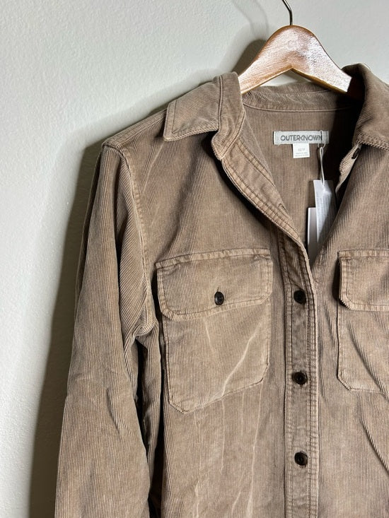 Outerknown 100% Organic Cotton Tan Brown Corduroy Button Down Shirt Dress