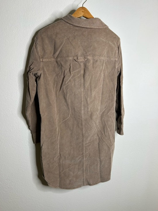 Outerknown 100% Organic Cotton Tan Brown Corduroy Button Down Shirt Dress