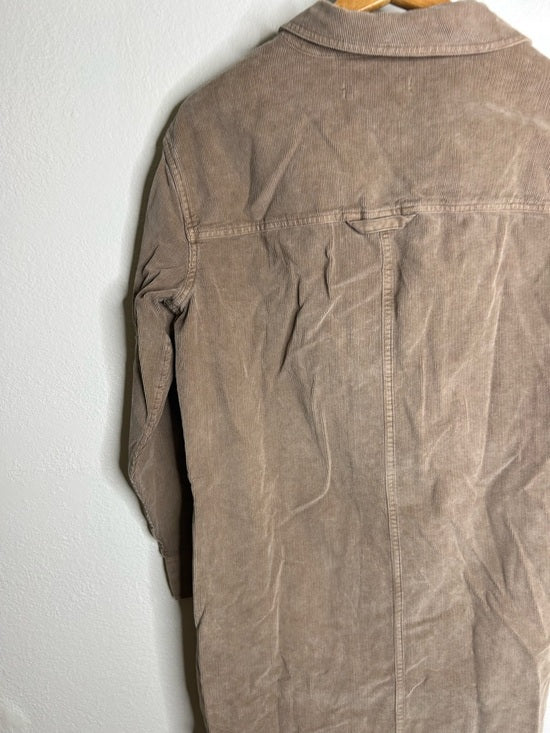 Outerknown 100% Organic Cotton Tan Brown Corduroy Button Down Shirt Dress