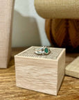 925 Sterling Silver Thick Band Ring Emerald Stone