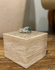 925 Sterling Silver Thick Band Ring Emerald Stone